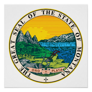 Montana-Staats-Siegelamerika-Republiksymbolflagge Poster