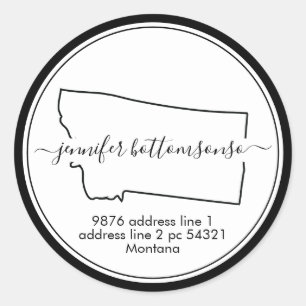 Montana State Karte Rücksendeadresse Signatur Runder Aufkleber