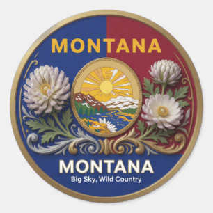 Montana Treasure State Erbe 🏔️ Runder Aufkleber