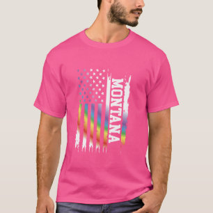 Montana United Staaten Rainbow unter US-Flagge T-Shirt