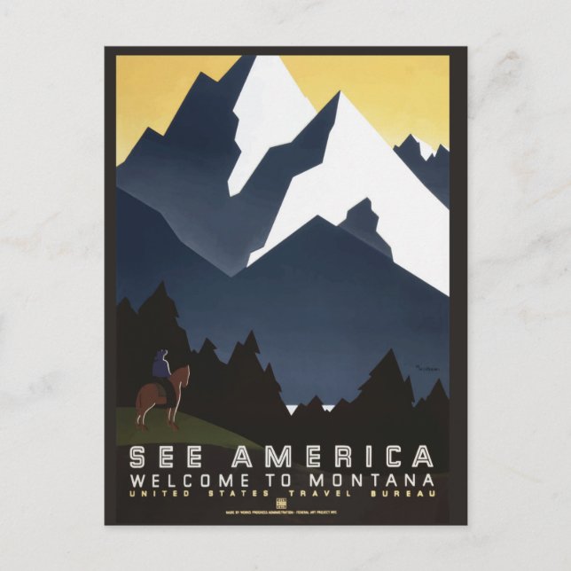 Montana USA Vintage Reise Postkarte (Vorderseite)