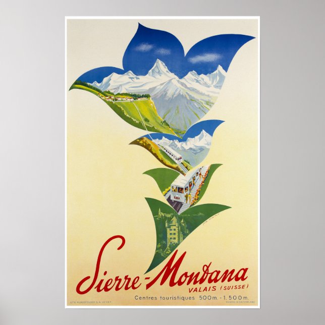 Montana, Valais, Suisse, Affiche de ski (Devant)