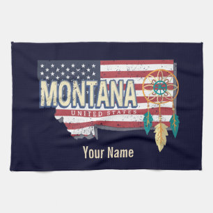 Montana Vereinigte Staaten Retro-Staatskarte Vinta Geschirrtuch