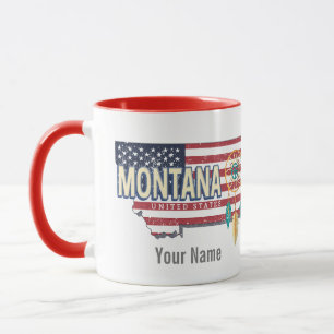 Montana Vereinigte Staaten Retro-Staatskarte Vinta Tasse