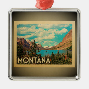 Montana-Verzierungs-Vintage Reise Silbernes Ornament