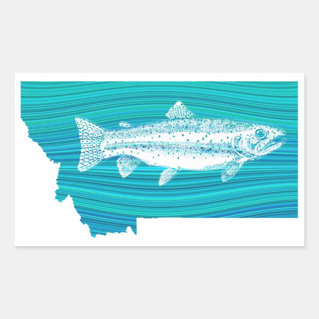Montana Wave Fishing Rechteckiger Aufkleber (Vorderseite)