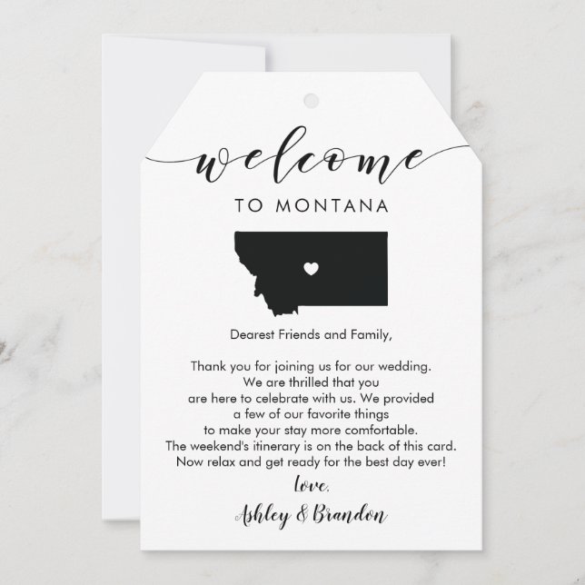 Montana Wedding Welcome Tag Letter Itinerary (Vorderseite)