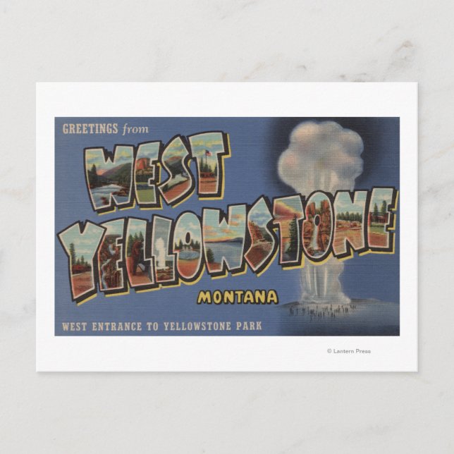 Montana - West Yellowstone - Große Buchstabenszene Postkarte (Vorderseite)