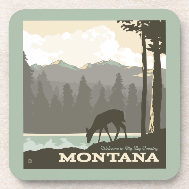 Montana | Willkommen im Big Sky Country Getränkeuntersetzer (Vorderseite)