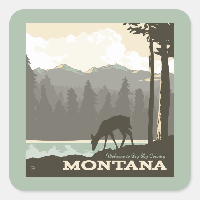 Montana | Willkommen im Big Sky Country Quadratischer Aufkleber (Vorderseite)