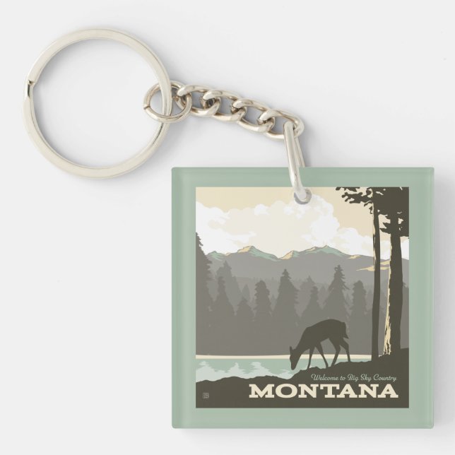 Montana | Willkommen im Big Sky Country Schlüsselanhänger (Vorderseite)
