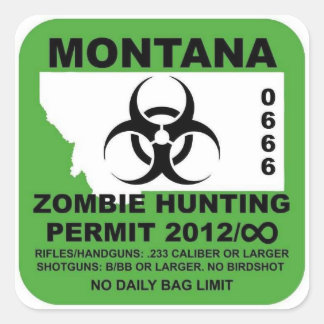 Montana Zombie Genehmigungsaufkleber Quadratischer Aufkleber