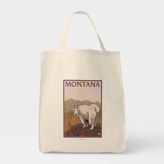 MontanaBergziege Vintage Reiseplakat Tragetasche (Vorne)