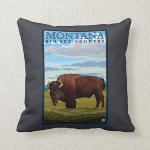 MontanaBison Vintages Reise-Plakat Kissen