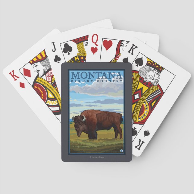 MontanaBison Vintages Reise-Plakat Spielkarten (Rückseite)