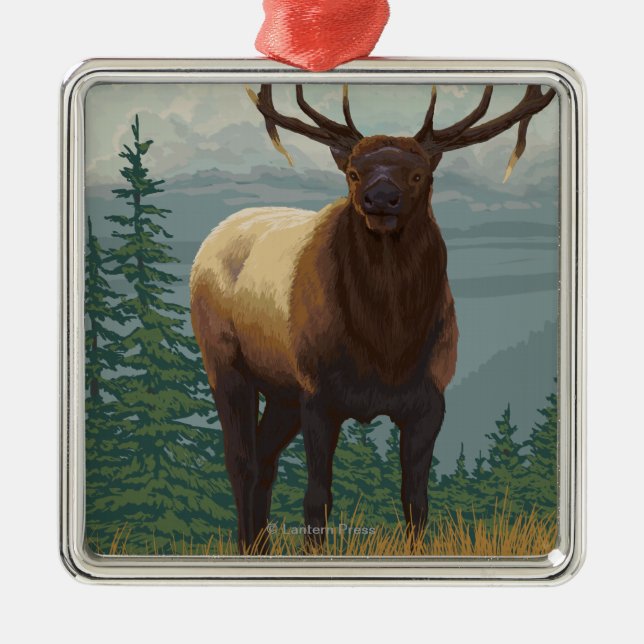 MontanaElk Szene Ornament Aus Metall (Vorne)