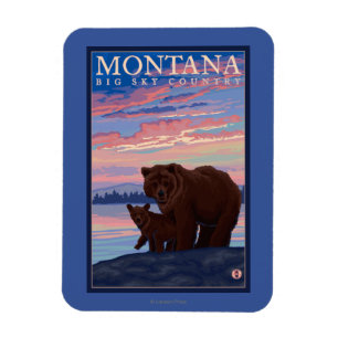 MontanaMomma Bär und Cub Vintage Reisen Magnet