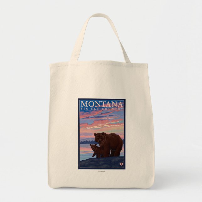 MontanaMomma Bär und Cub Vintage Reisen Tragetasche (Vorne)