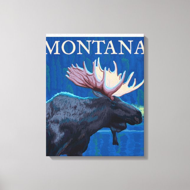 MontanaMoose Vintage Travel Poster Leinwanddruck (Vorderseite)