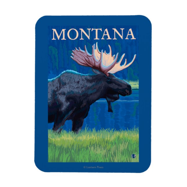 MontanaMoose Vintage Travel Poster Magnet (Vertikal)