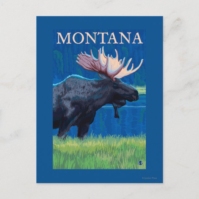 MontanaMoose Vintage Travel Poster Postkarte (Vorderseite)
