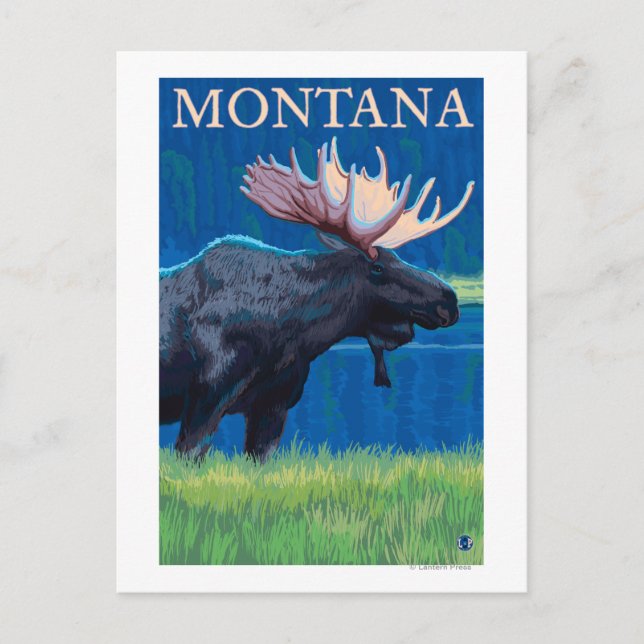MontanaMoose Vintage Travel Poster Postkarte (Vorderseite)