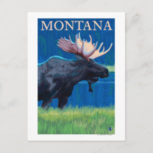 MontanaMoose Vintage Travel Poster Postkarte