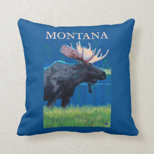 MontanaMoose Vintages Reise-Plakat Kissen