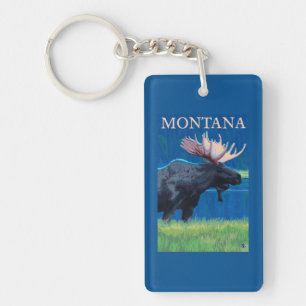 MontanaMoose Vintages Reise-Plakat Schlüsselanhänger