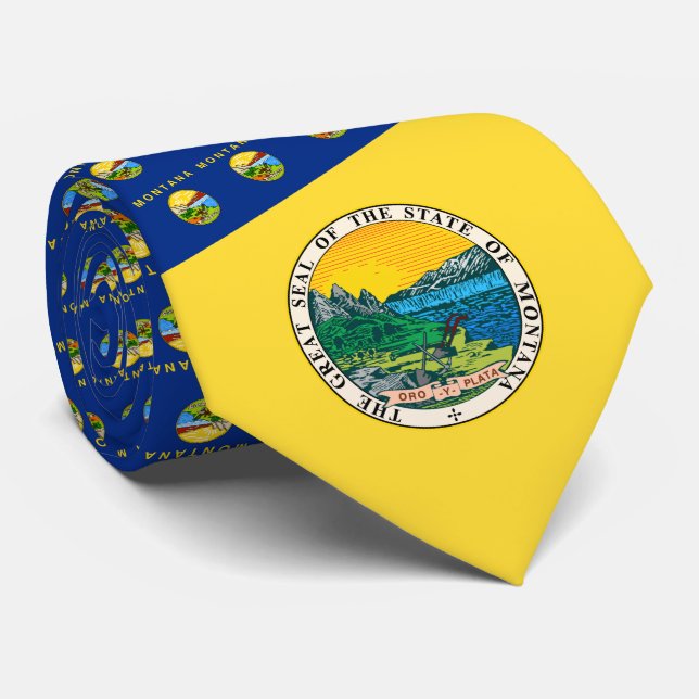 Montanan Flag & Emblem, Flagge von Montana Krawatte (Gerollt)