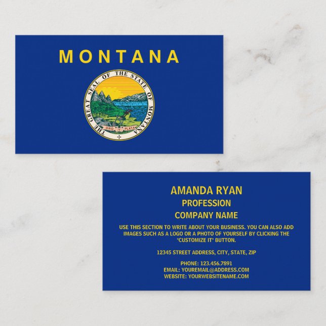 Montanan Flag & Siegel, Flagge von Montana Visitenkarte (Vorne/Hinten)