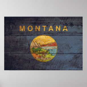 Montanflagge aus Altem Holz Poster