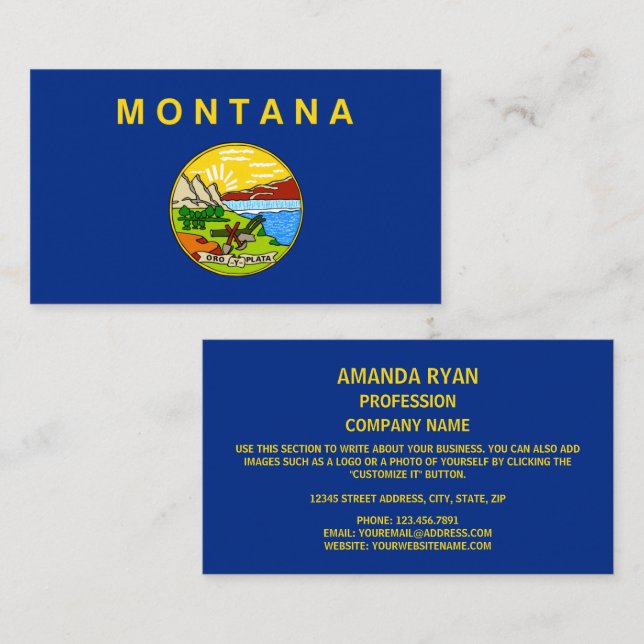 Montanische Flagge, Flagge von Montana Visitenkarte (Vorne/Hinten)