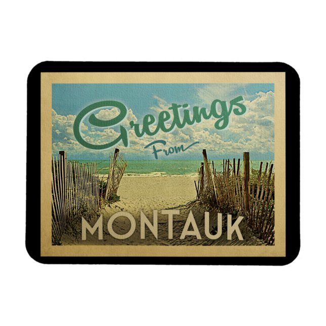 Montauk Beach Vintage Travel Magnet (Horizontal)