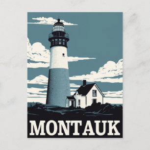 Montauk Leuchtturm Retro Reise Postkarte