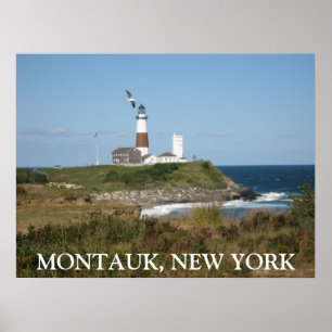 MONTAUK Lighthouse Seagull Love Poster