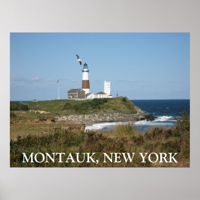 MONTAUK Lighthouse Seagull Love Poster (Vorne)