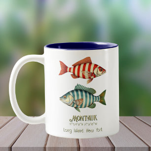 Montauk Long Island New York nautischer Fisch Bech Zweifarbige Tasse