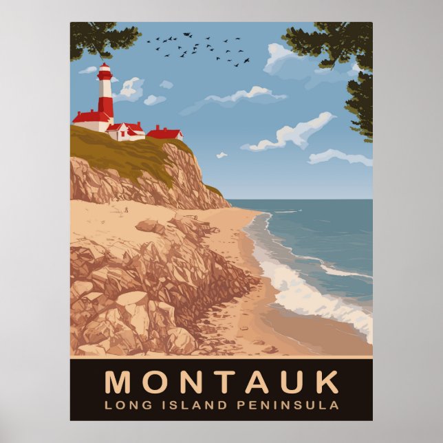 Montauk, Long Island, Vintage Reise Poster (Vorne)
