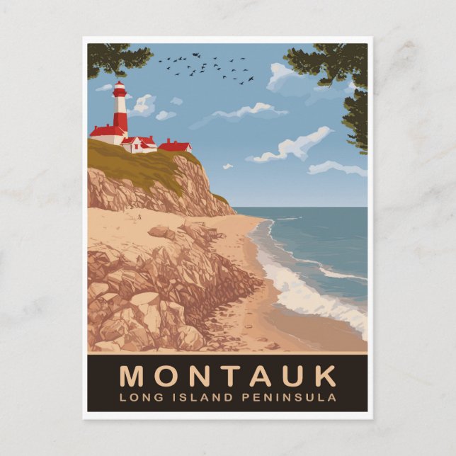 Montauk, Long Island, Vintage Reise Postkarte (Vorderseite)