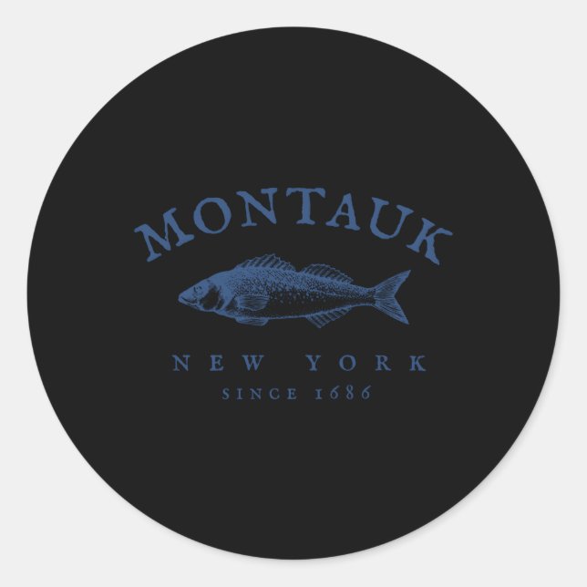 Montauk New York Fishing Runder Aufkleber (Vorderseite)