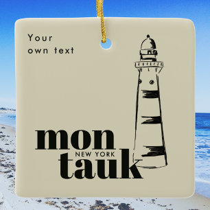 Montauk New York gekritzelter Leuchtturm Keramikornament
