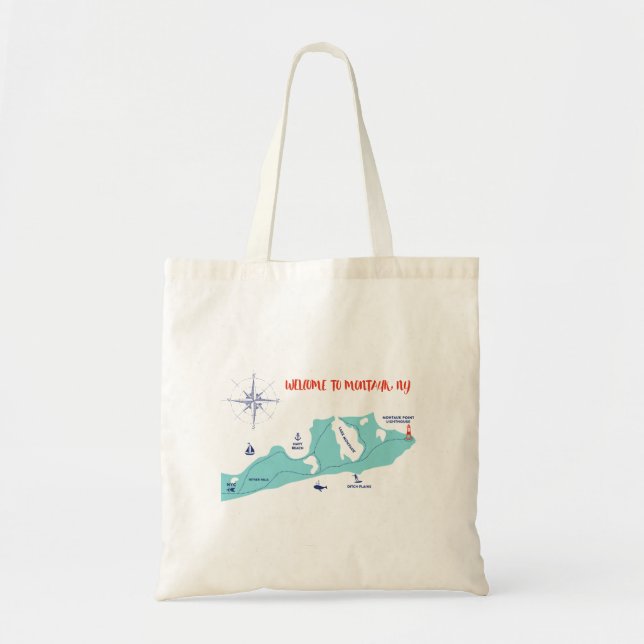 Montauk New York Karten-Taschen-Taschen-Willkommen Tragetasche (Vorne)