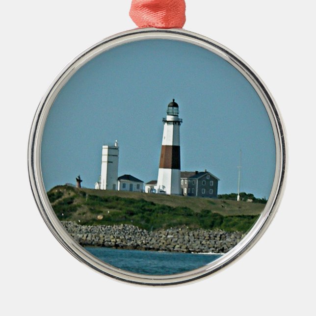 Montauk New York Silbernes Ornament (Vorne)
