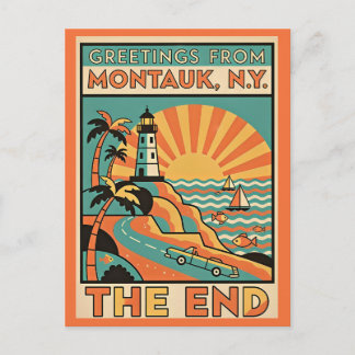 Montauk NY Das Ende Retro-Reise Postkarte