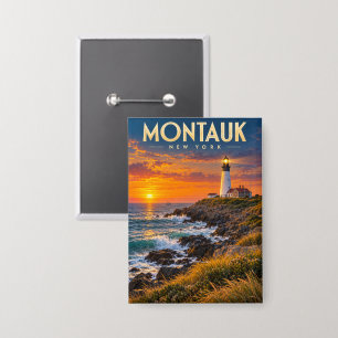 Montauk Point Leuchtturm Sonnenuntergang New York  Button