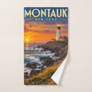 Montauk Point Leuchtturm Sonnenuntergang New York Handtuch