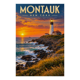 Montauk Point Leuchtturm Sonnenuntergang New York Poster