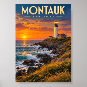 Montauk Point Leuchtturm Sonnenuntergang New York Poster