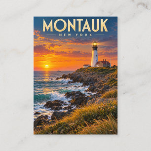 Montauk Point Leuchtturm Sonnenuntergang New York  Telefonnummerkarte